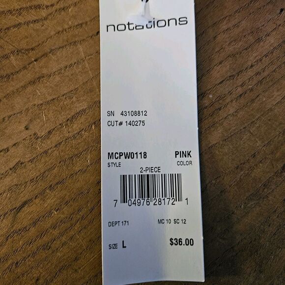 NWT Notations Women’s Size L Pink Two Piece Blouse Set Camisole + Shell Layer - Picture 8 of 10